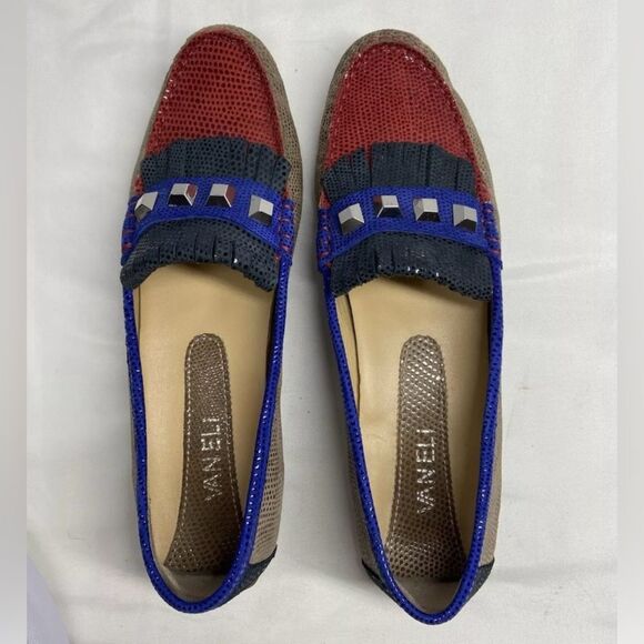 Vaneli Reptile Multi Color Driving Leather Loafers 8.5N - Picture 2 of 7